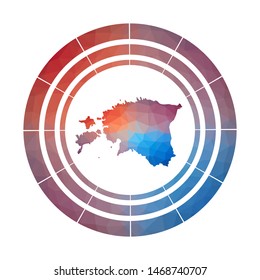 Estonia badge. Bright gradient logo of country in low poly style. Multicolored Estonia rounded sign with map in geometric style for your infographics.