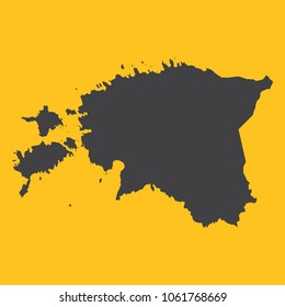 Estonia black map,border on orange background. Vector illustration.