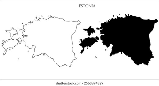 Estonia Blank Map, Estonia Map Outline Vector Images