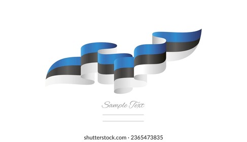 Estonia blue black white wavy flag ribbon concept design template. Premium Estonian flag vector illustration design on isolated white background
