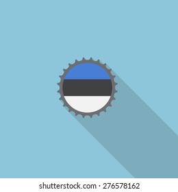 Estonia bottle cap flat icon with long shadow. Vector illustration EPS10