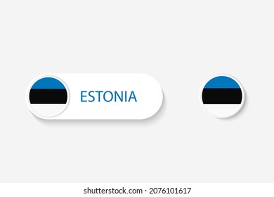 Estonia button flag in illustration of oval shaped with word of Estonia. And button flag Estonia. 