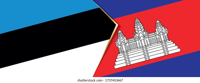 Estonia and Cambodia flags, two vector flags symbol of relationship or confrontation.