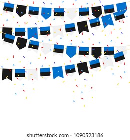 Estonia celebration bunting flags with Confetti And Ribbons on white background.vector illustration