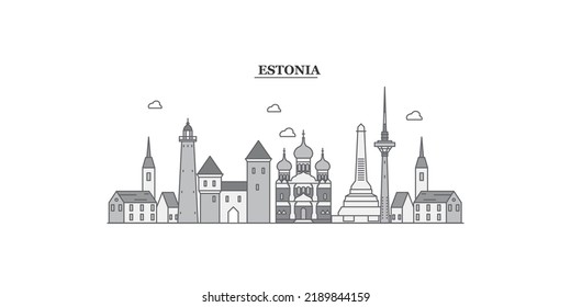 Estonia City Skyline Isolated Vector Illustration, Icons