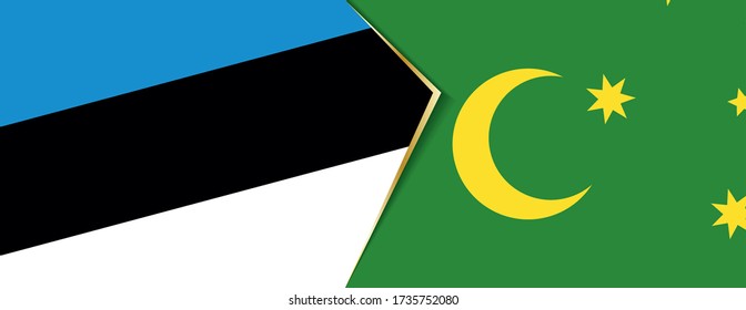 Estonia and Cocos Islands flags, two vector flags symbol of relationship or confrontation.