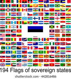 Estonia, collection of vector images of flags of the world