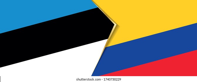 Estonia and Colombia flags, two vector flags symbol of relationship or confrontation.