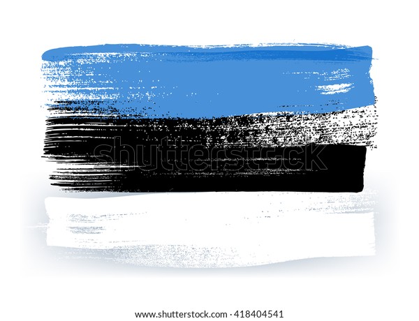 Estonia colorful brush\
strokes painted national baltic country Estonian flag icon. Painted\
texture.