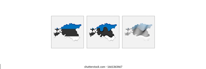 Estonia coloring the map and concept flag. Vector