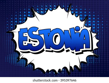Estonia - Comic book style word