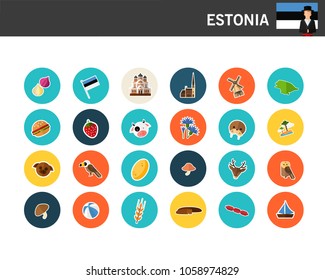 Estonia concept flat icons