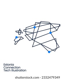 Estonia Connection Tech Technology Geometric Polygonal Logo Vector Icon Illustration