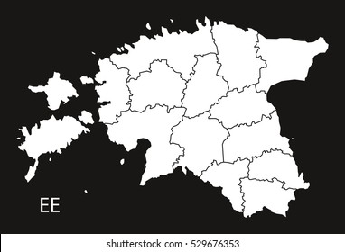 Estonia counties Map black white