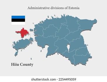 Estonia country - high detailed illustration map divided on regions. Blank Estonia map isolated on white background. Vector template region Hiiu country for website, pattern, infographic, education