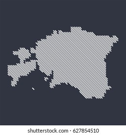 Estonia country map made from angled white lines