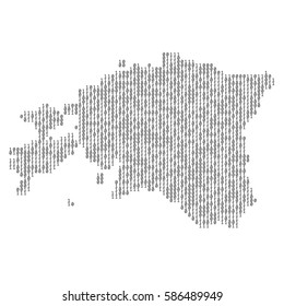 Estonia country map made from binary code numbers. 
