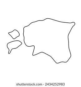 Estonia country simplified map. Thin black outline contour. Simple vector icon