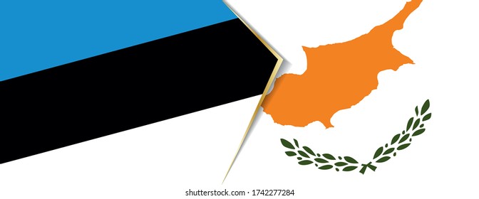 Estonia and Cyprus flags, two vector flags symbol of relationship or confrontation.