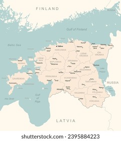 Estonia - detailed map with administrative divisions country. Vector illustration