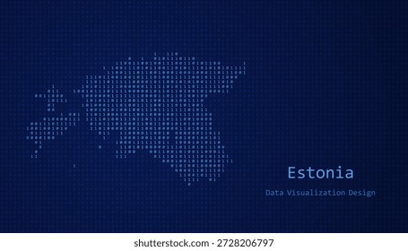 Estonia Mapa digital formado con unos y ceros para el diseño de visualización de datos
