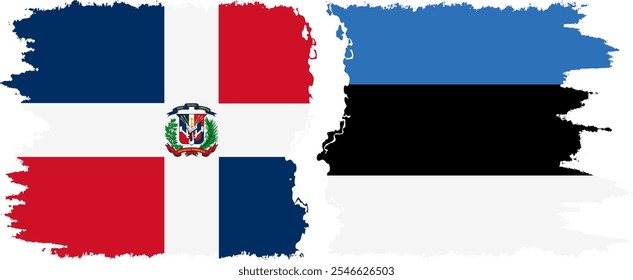 Estonia and Dominican Republic grunge flags connection, vector