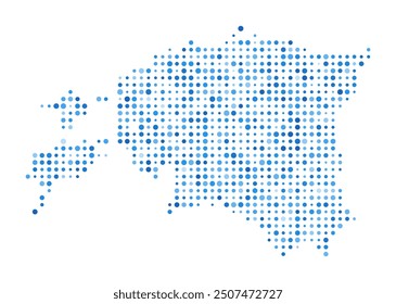 Estonia Dot Map. Country Digital Style Shape. Estonia vector image. Country shape blue circular dots. Awesome vector illustration.