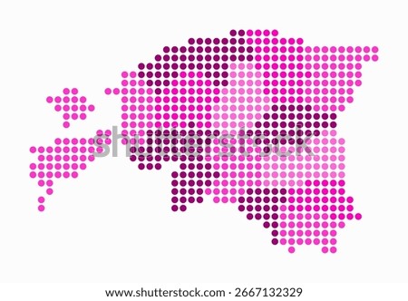 Estonia dotted map. Digital style map of the country on white background. Estonia shape with circle dots. Colored dots style. Large size circles. Amazing vector illustration.