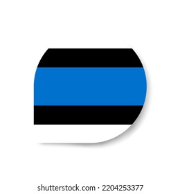  Estonia soltó el icono de la bandera con sombra sobre fondo blanco.