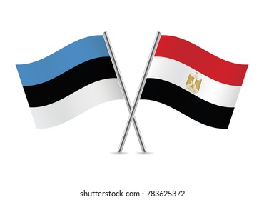 Estonia and Egypt flags. Vector illustration.