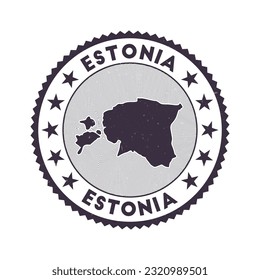 Estonia emblem. Country round stamp with shape of Estonia, isolines and round text. Authentic badge. Powerful vector illustration.