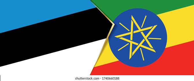 Banderas de Estonia y Etiopía, dos banderas vectoriales símbolo de relación o enfrentamiento.