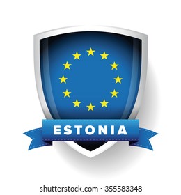 Estonia - EU member flag vector shield