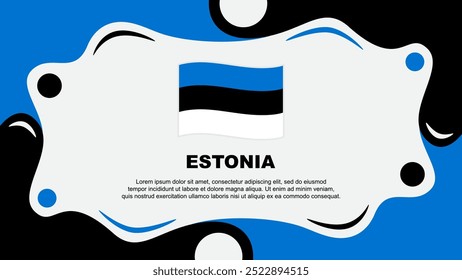 Plantilla de diseño plano de fondo Abstractas de bandera de Estonia. Anuncio Ilustración vectorial del Fondo de pantalla del Día de la Independencia de Estonia. Plantilla Estonia