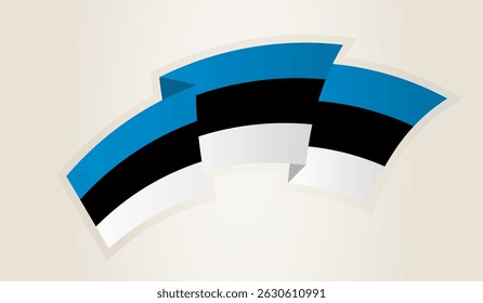 Estonia Flag in Abstract Ribbon Shape, National Symbol of the Estonia. This vector is ideal for use in national events, Independence Day, international sports competitions.