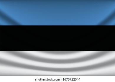 Fondo de la bandera de Estonia con textura de tela. Ilustración vectorial de la bandera de Estonia eps10. - Vector