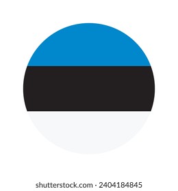 Bandera de Estonia. Icono de indicador de botón. Color estándar. Indicador de icono de círculo. Ilustración del equipo. Ilustración digital. Ilustración vectorial.