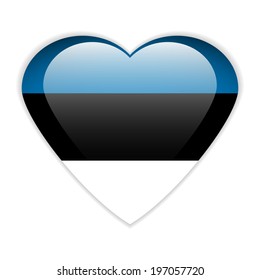 Estonia flag button on a white background. Vector illustration.