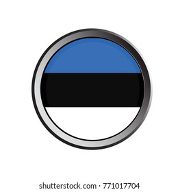 Estonia flag button on a white background. The colors of the original. Vector illustration.