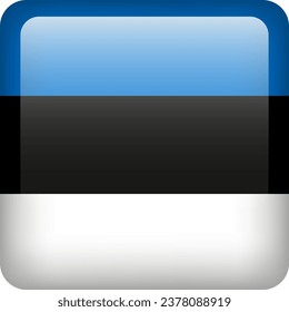 Estonia flag button. Square emblem of Estonia. Vector Estonian flag, symbol. Colors and proportion correctly.