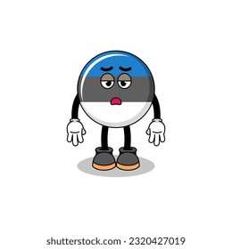 estonia flag cartoon with fatigue gesture , character design