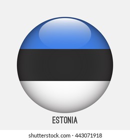 Estonia flag in circle shape. Transparent,glossy,glass button