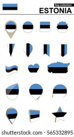 Estonia Flag Collection. Big set for design. Vector Illustration.