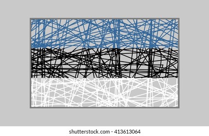 Estonia flag design concept. Flag painted by pencil strokes and country name. Image relative to travel and politic themes