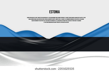 Estonia flag design. Waving Estonia flag made of satin or silk fabric. Vector Illustration.