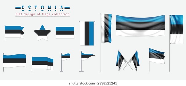 Estonia flag, flat design of flags collection