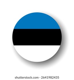 Estonia flag - flat vector circle icon or badge with dropped shadow.
