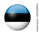 Estonia flag - glossy circle badge. Vector icon.