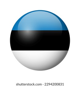 Estonia flag - glossy circle badge. Vector icon.