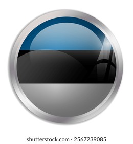 Estonia flag - glossy circle button displays a colorful flag representing a country cultural identity and heritage. The essence of national pride and unity.